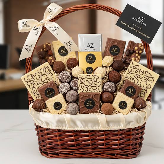 Indulgent Chocolate Treats Hamper In Faux Leather Basket